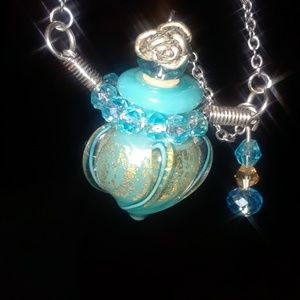 Turquoise & Gold Glass Necklace